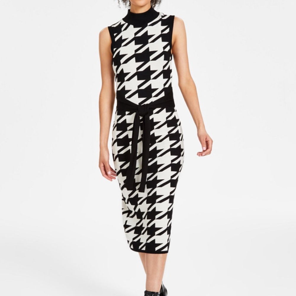 I.N.C. sleeveless houndstooth midi dress